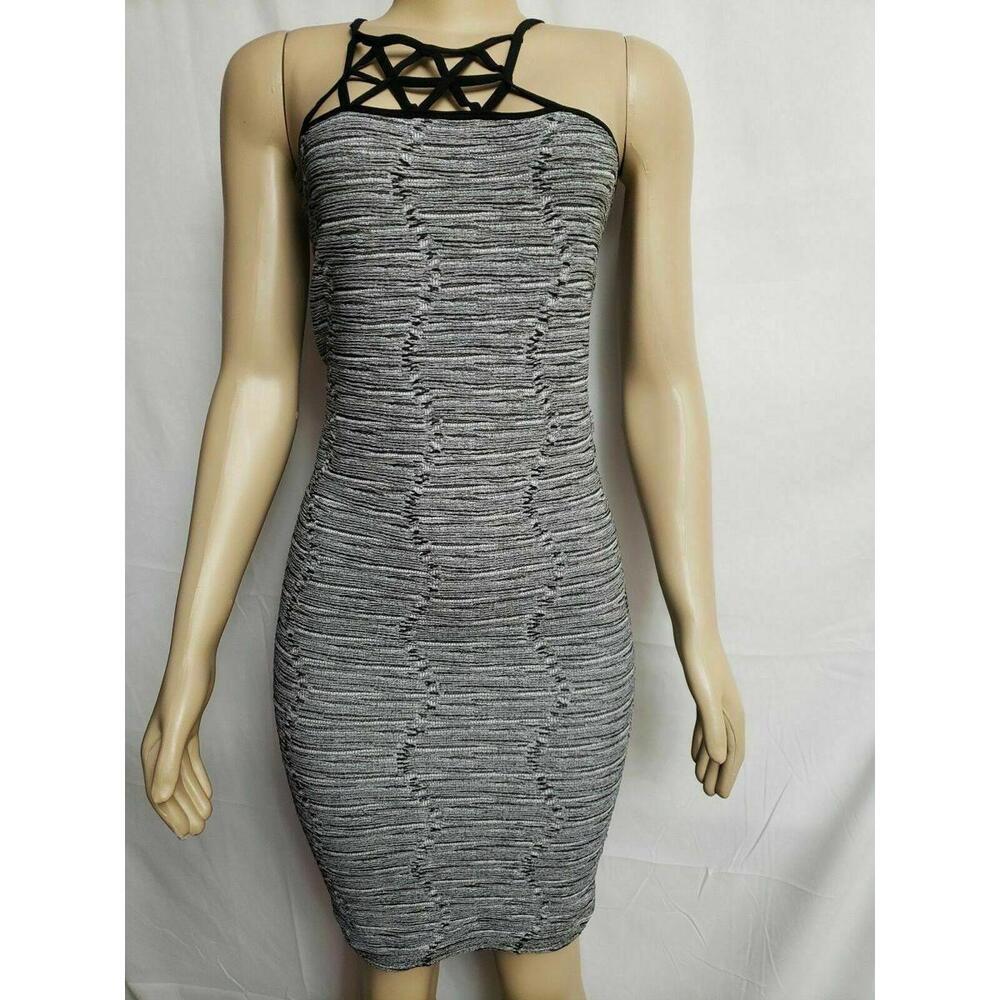 Whitney Eve Women's Gray & White Spaghetti Strap Bodycon Women's Dress M/L NWT